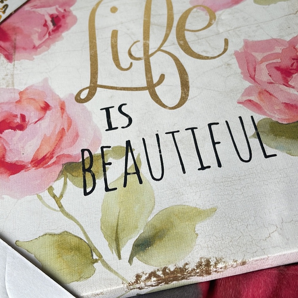 🌸🌺 LIFE IS BEAUTIFUL CANVAS PICTURE 12 x 12